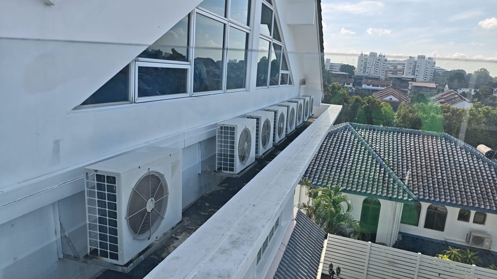 An aircon unit being cleaned
